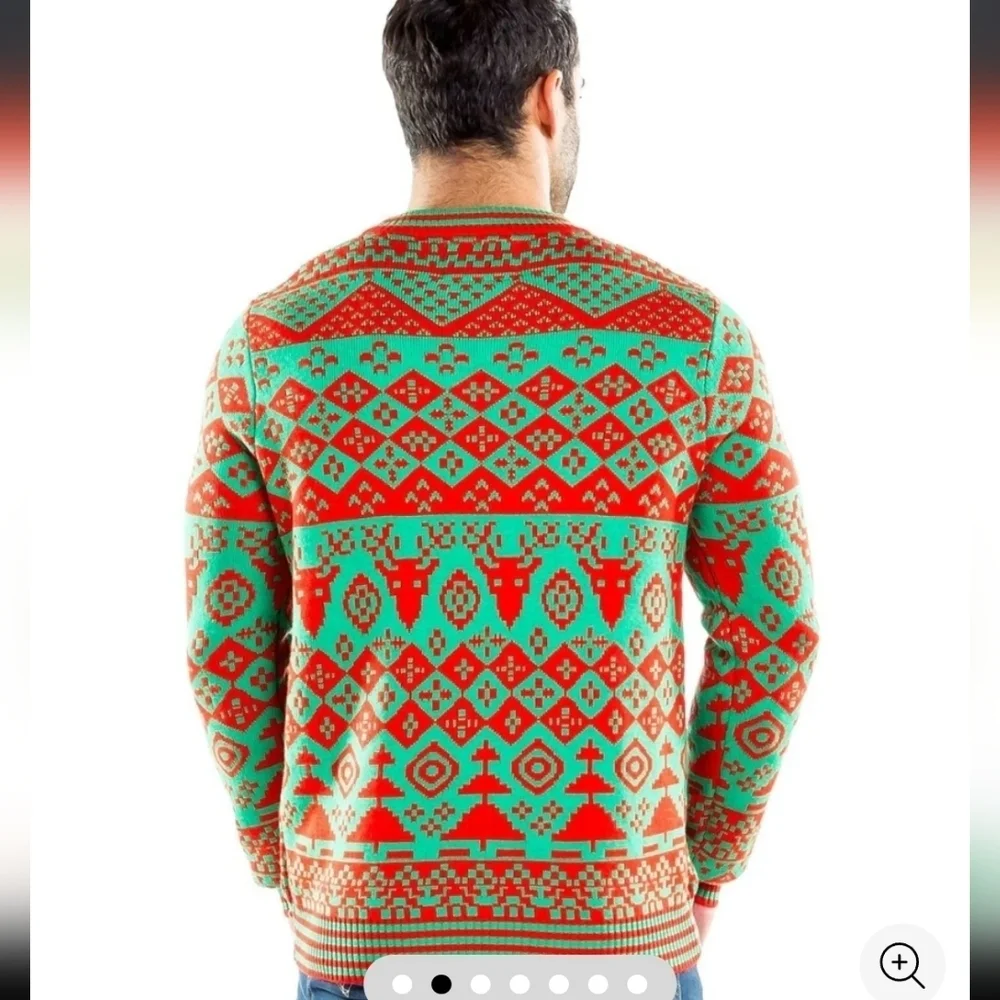 Tipsy Elves, Men's Bottle Opener Ugly Christmas Sweater, Green/Red, Size L